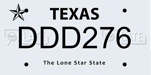 DDD276 Texas License Plate