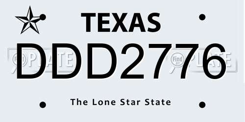 DDD2776 Texas License Plate