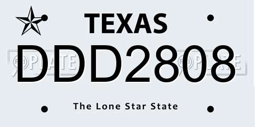 DDD2808 Texas License Plate