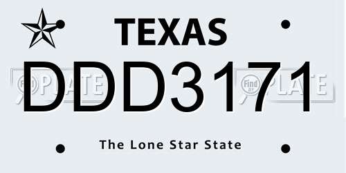 DDD3171 Texas License Plate