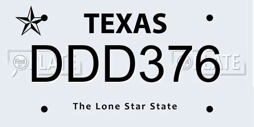 DDD376 Texas License Plate