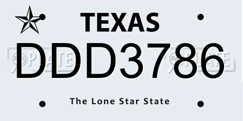 DDD3786 Texas License Plate