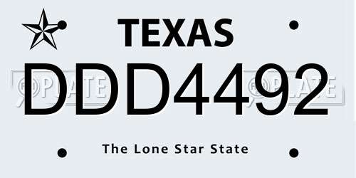 DDD4492 Texas License Plate
