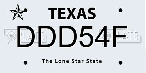DDD54F Texas License Plate