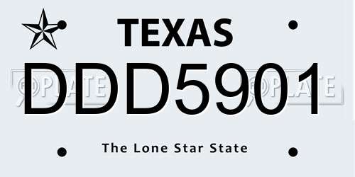 DDD5901 Texas License Plate