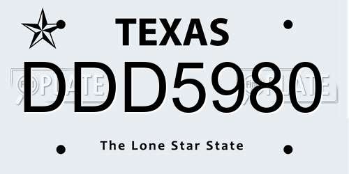 DDD5980 Texas License Plate
