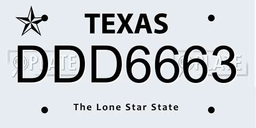 DDD6663 Texas License Plate