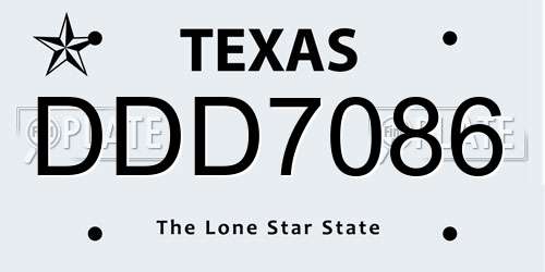 DDD7086 Texas License Plate