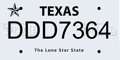 DDD7364 Texas License Plate