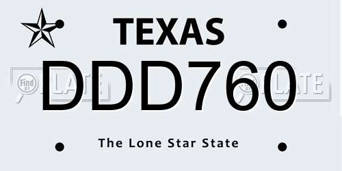 DDD760 Texas License Plate