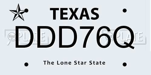 DDD76Q Texas License Plate