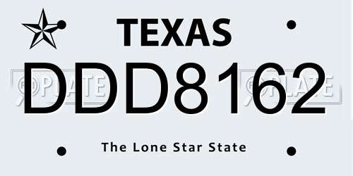 DDD8162 Texas License Plate