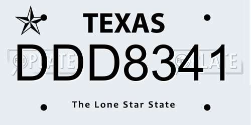 DDD8341 Texas License Plate