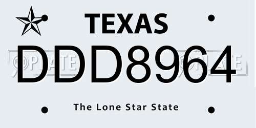 DDD8964 Texas License Plate