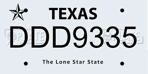 DDD9335 Texas License Plate