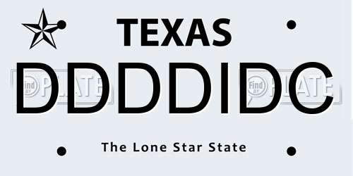 DDDDIDC Texas License Plate