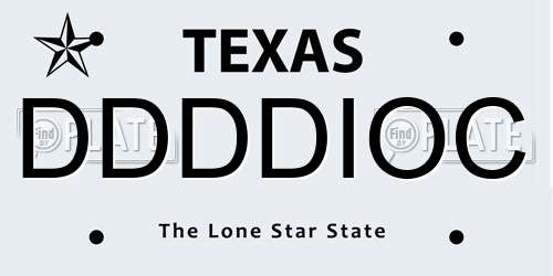 DDDDIOC Texas License Plate
