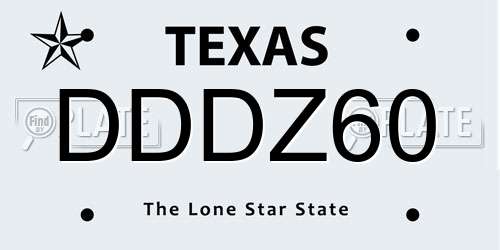 DDDZ60 Texas License Plate