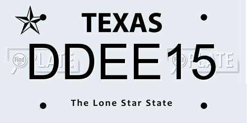 DDEE15 Texas License Plate