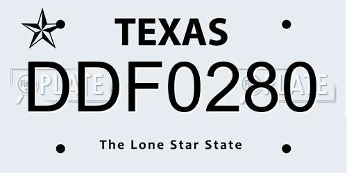 DDF0280 Texas License Plate