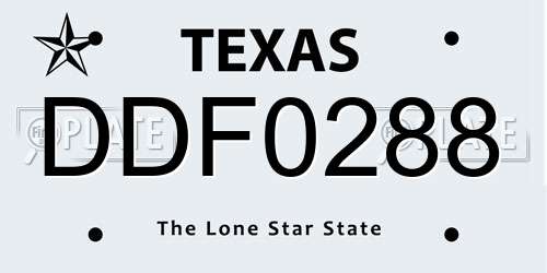DDF0288 Texas License Plate