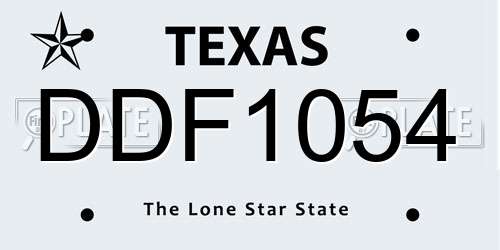 DDF1054 Texas License Plate