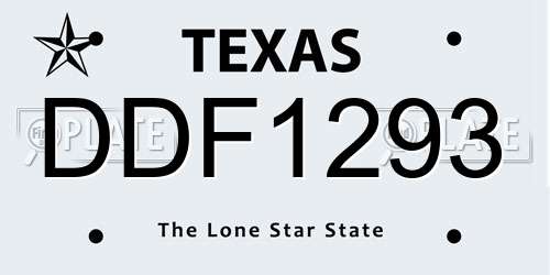 DDF1293 Texas License Plate