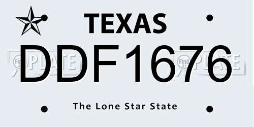DDF1676 Texas License Plate