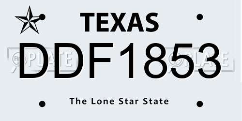DDF1853 Texas License Plate