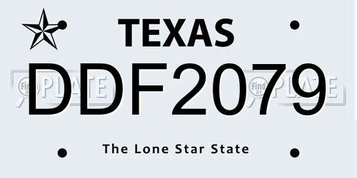 DDF2079 Texas License Plate