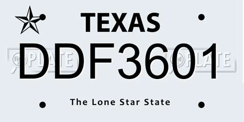 DDF3601 Texas License Plate