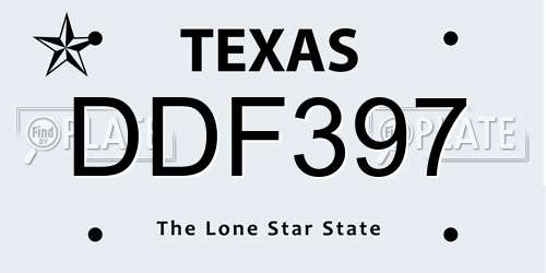 DDF397 Texas License Plate