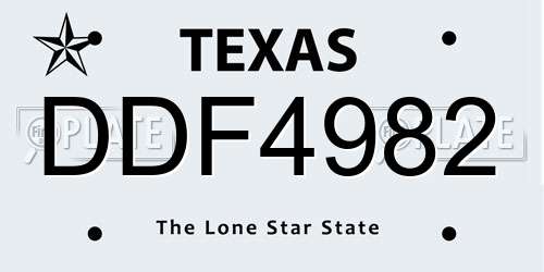 DDF4982 Texas License Plate