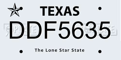 DDF5635 Texas License Plate