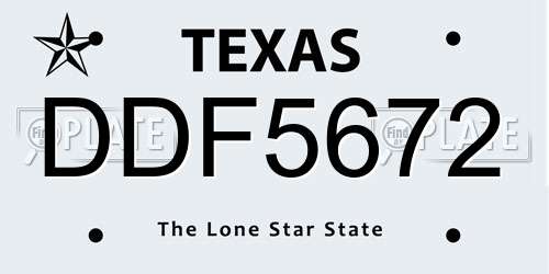 DDF5672 Texas License Plate