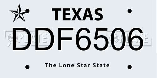 DDF6506 Texas License Plate