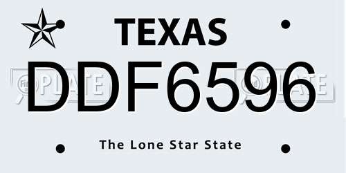 DDF6596 Texas License Plate