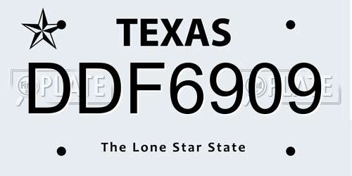 DDF6909 Texas License Plate