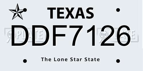 DDF7126 Texas License Plate