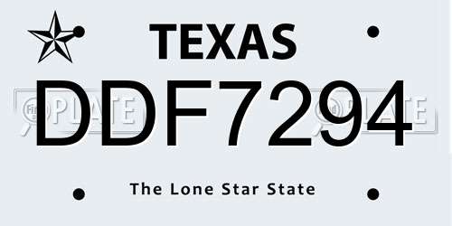 DDF7294 Texas License Plate