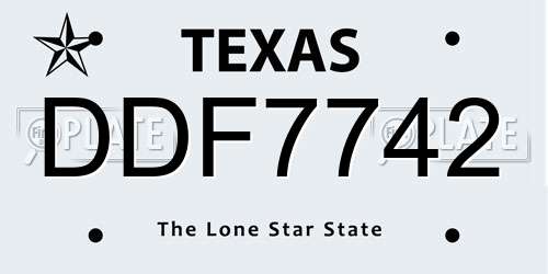 DDF7742 Texas License Plate
