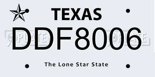 DDF8006 Texas License Plate