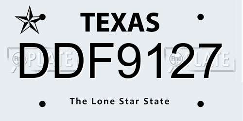 DDF9127 Texas License Plate