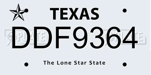 DDF9364 Texas License Plate