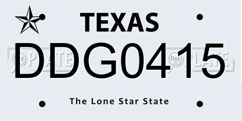 DDG0415 Texas License Plate