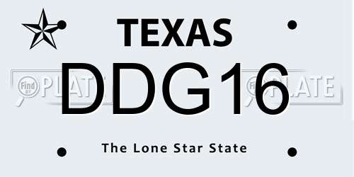 DDG16 Texas License Plate