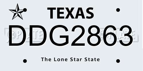 DDG2863 Texas License Plate