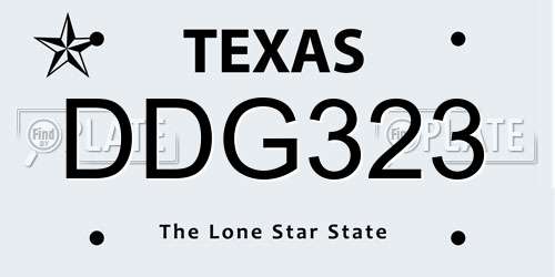 DDG323 Texas License Plate