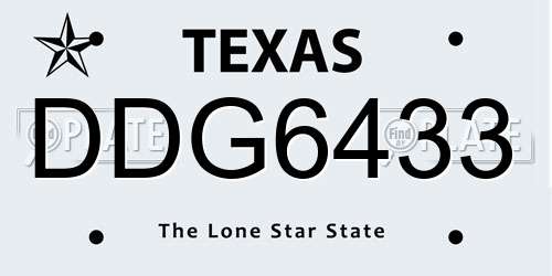 DDG6433 Texas License Plate