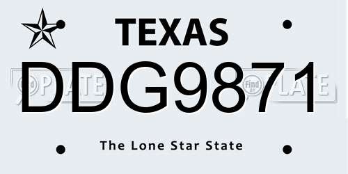 DDG9871 Texas License Plate